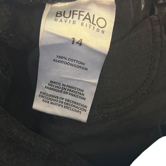 BUFFALO David Bitton Womens Size 14 Black Distressed Denim Jeans - Picture 2 of 6